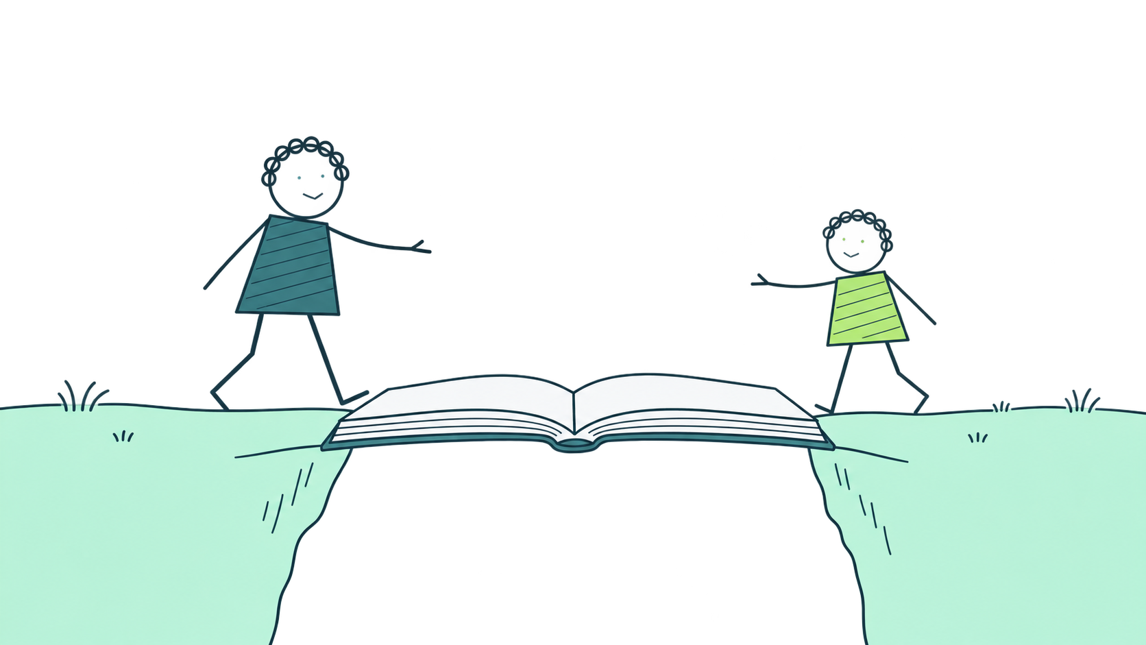 Libro que conecta dos orillas, ilustración editorial
