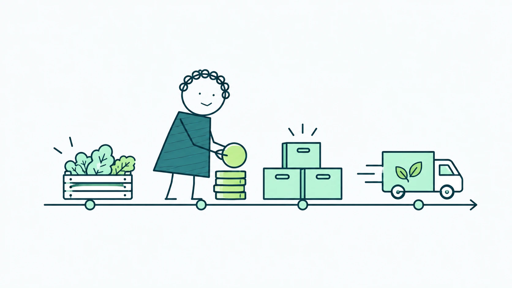 Ilustración editorial sobre flujo de caja para emprender en alimentos: una guía desde cero